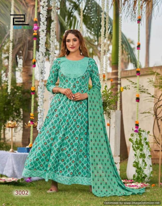Blue Hills Ada 3 New Exclusive Wear Cotton Printed Anarkali Kurti With Dupatta Collection